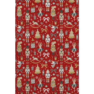Luxury Washable Indoor/Outdoor Merry & Bright Red Rug