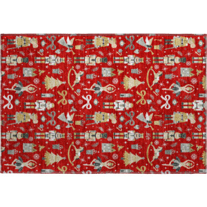 Luxury Washable Indoor/Outdoor Merry & Bright Red Rug