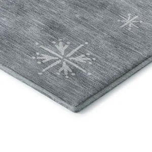 Luxury Washable Indoor/Outdoor Merry & Bright Gray 2\'6\" x 3\'10\" Rug
