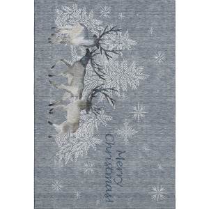 Luxury Washable Indoor/Outdoor Merry & Bright Gray Rug