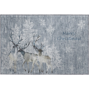 Luxury Washable Indoor/Outdoor Merry & Bright Gray Rug