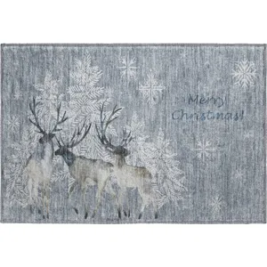 Luxury Washable Indoor/Outdoor Merry & Bright Gray 1\'8\" x 2\'6\" Rug