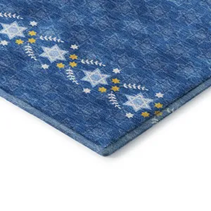 Luxury Washable Indoor/Outdoor Merry & Bright Blue 10\' x 14\' Rug