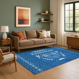 Luxury Washable Indoor/Outdoor Merry & Bright Blue 10\' x 14\' Rug