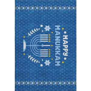 Luxury Washable Indoor/Outdoor Merry & Bright Blue Rug
