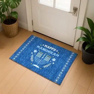 Luxury Washable Indoor/Outdoor Merry & Bright Blue 1\'8\" x 2\'6\" Rug