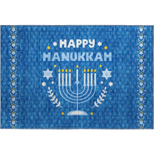 Luxury Washable Indoor/Outdoor Merry & Bright Blue Rug
