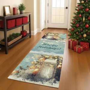 Luxury Washable Indoor/Outdoor Merry & Bright Skydust 2\'3\" x 7\'6\" Runner Rug