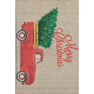 Luxury Washable Indoor/Outdoor Merry & Bright Putty 2\'6\" x 3\'10\" Rug