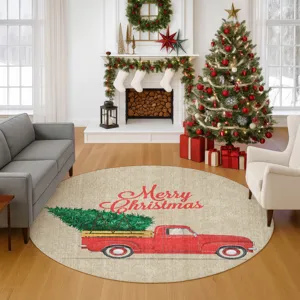 Luxury Washable Indoor/Outdoor Merry & Bright Putty 8\' x 8\' Round Rug