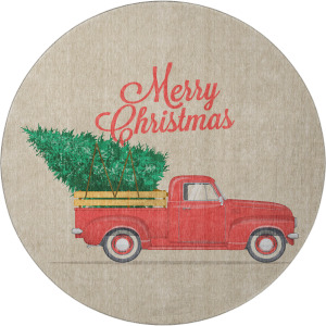 Luxury Washable Indoor/Outdoor Merry & Bright Putty 8' x 8' Round Rug