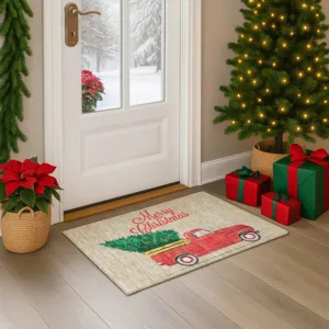 Luxury Washable Indoor/Outdoor Merry & Bright Putty 1\'8\" x 2\'6\" Rug