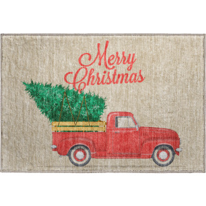Luxury Washable Indoor/Outdoor Merry & Bright Putty Rug