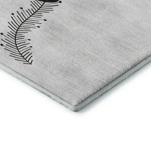 Luxury Washable Indoor/Outdoor Merry & Bright Silver 8\' x 8\' Round Rug