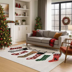 Luxury Washable Indoor/Outdoor Merry & Bright Silver 2\'6\" x 3\'10\" Rug