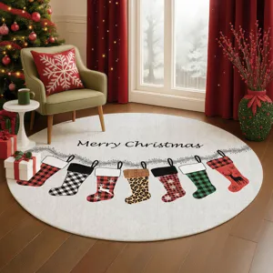 Luxury Washable Indoor/Outdoor Merry & Bright Silver 8\' x 8\' Round Rug
