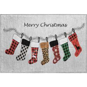 Luxury Washable Indoor/Outdoor Merry & Bright Silver Rug