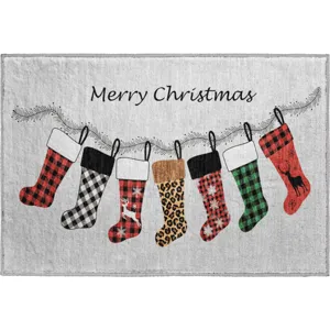 Luxury Washable Indoor/Outdoor Merry & Bright Silver 1\'8\" x 2\'6\" Rug