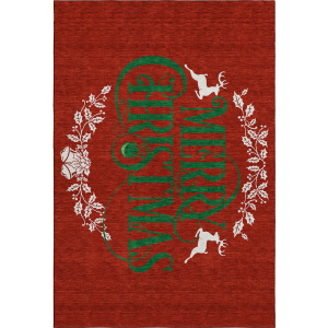 Luxury Washable Indoor/Outdoor Merry & Bright Red Rug