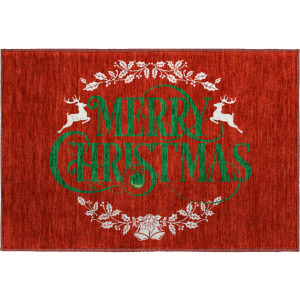 Luxury Washable Indoor/Outdoor Merry & Bright Red Rug