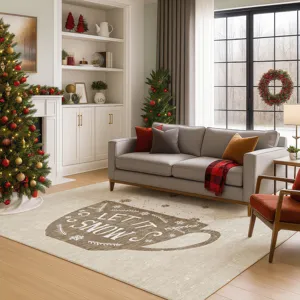 Luxury Washable Indoor/Outdoor Merry & Bright Beige 2\'6\" x 3\'10\" Rug