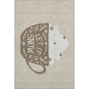 Luxury Washable Indoor/Outdoor Merry & Bright Beige 2\'6\" x 3\'10\" Rug