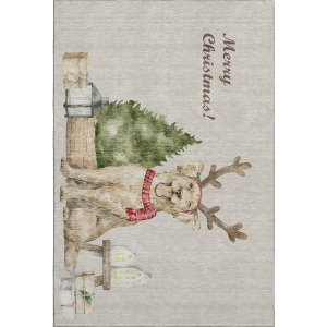 Luxury Washable Indoor/Outdoor Merry & Bright Beige Rug