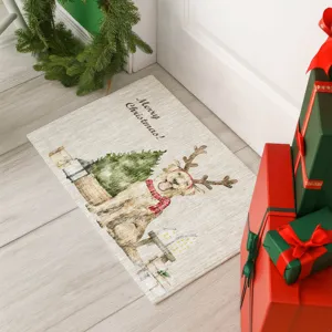 Luxury Washable Indoor/Outdoor Merry & Bright Beige 1\'8\" x 2\'6\" Rug