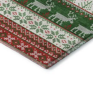 Luxury Washable Indoor/Outdoor Merry & Bright Red 1\'8\" x 2\'6\" Rug