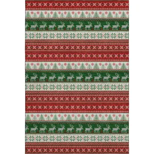 Luxury Washable Indoor/Outdoor Merry & Bright Red 10\' x 14\' Rug