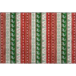 Luxury Washable Indoor/Outdoor Merry & Bright Red 1\'8\" x 2\'6\" Rug