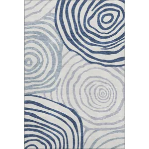 Machine Washable Indoor/Outdoor Neo Blue 2\'6\" x 3\'10\" Rug