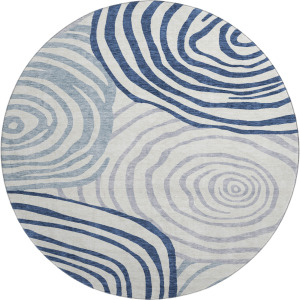 Machine Washable Indoor/Outdoor Neo Blue 8' x 8' Round Rug