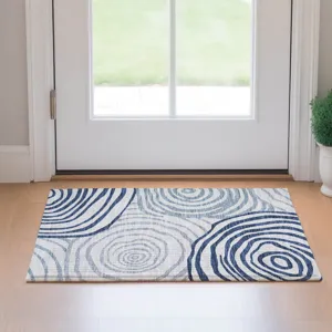 Machine Washable Indoor/Outdoor Neo Blue 1\'8\" x 2\'6\" Rug