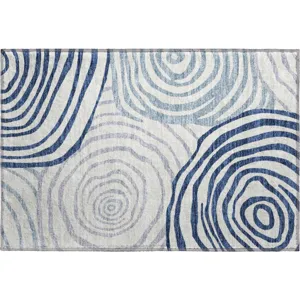 Machine Washable Indoor/Outdoor Neo Blue 1\'8\" x 2\'6\" Rug