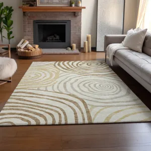 Machine Washable Indoor/Outdoor Neo Gold 10\' x 14\' Rug