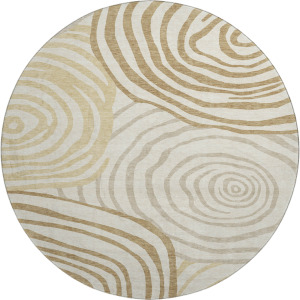 Machine Washable Indoor/Outdoor Neo Gold 8' x 8' Round Rug
