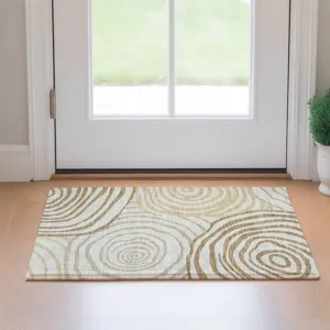 Machine Washable Indoor/Outdoor Neo Gold 1\'8\" x 2\'6\" Rug
