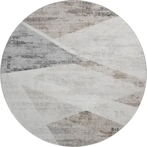 Machine Washable Indoor/Outdoor Neo Silver 8\' x 8\' Round Rug