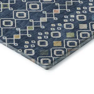 Machine Washable Indoor/Outdoor Neo Navy 10\' x 14\' Rug