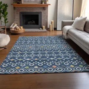 Machine Washable Indoor/Outdoor Neo Navy 10\' x 14\' Rug