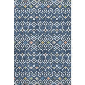 Machine Washable Indoor/Outdoor Neo Navy Rug