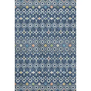Machine Washable Indoor/Outdoor Neo Navy 10\' x 14\' Rug