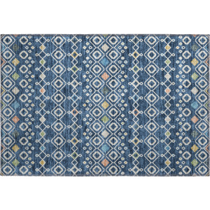 Machine Washable Indoor/Outdoor Neo Navy Rug