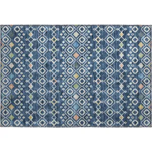 Machine Washable Indoor/Outdoor Neo Navy 1\'8\" x 2\'6\" Rug
