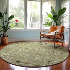 Machine Washable Indoor/Outdoor Neo Sage 8\' x 8\' Round Rug