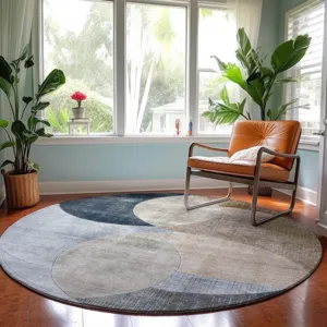 Machine Washable Indoor/Outdoor Neo Sky 8\' x 8\' Round Rug