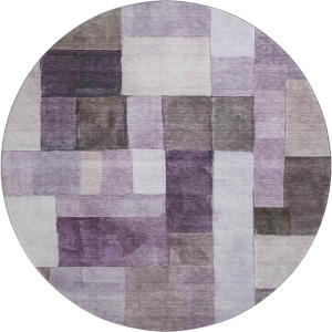 Machine Washable Indoor/Outdoor Neo Eggplant 8' x 8' Round Rug