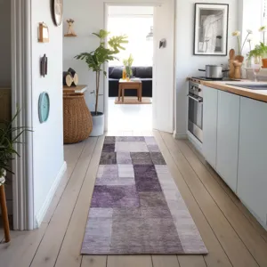 Machine Washable Indoor/Outdoor Neo Eggplant 2\'3\" x 7\'6\" Runner Rug
