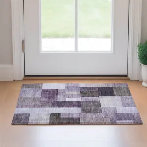 Machine Washable Indoor/Outdoor Neo Eggplant 1\'8\" x 2\'6\" Rug